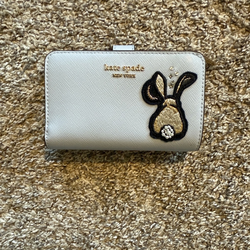 Kate Spade Hydrangea Blue 3D Bun Bun Compact Wallet